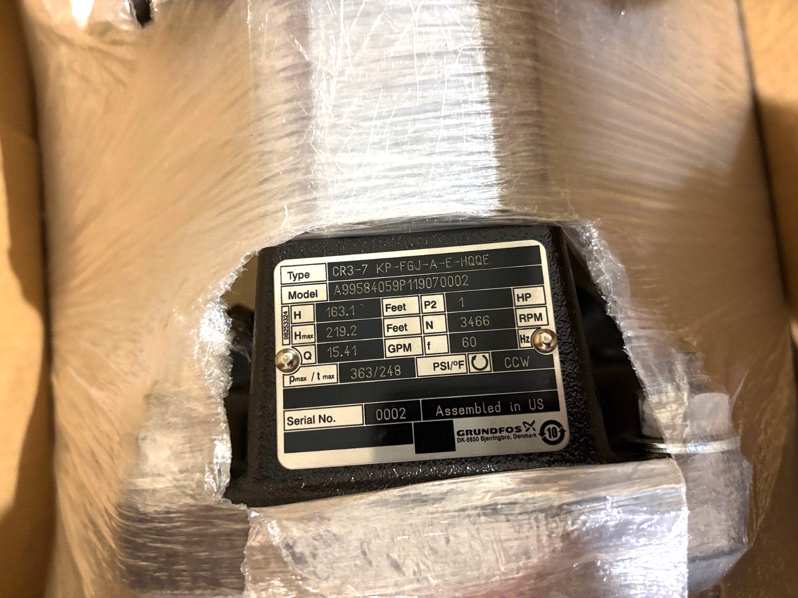 Grundfos CR3-7 KP-FGJ-A-E-HQQE Verticle Centrifugal Pump, 1 HP 230/460V 99584059 - Maverick Industrial Sales