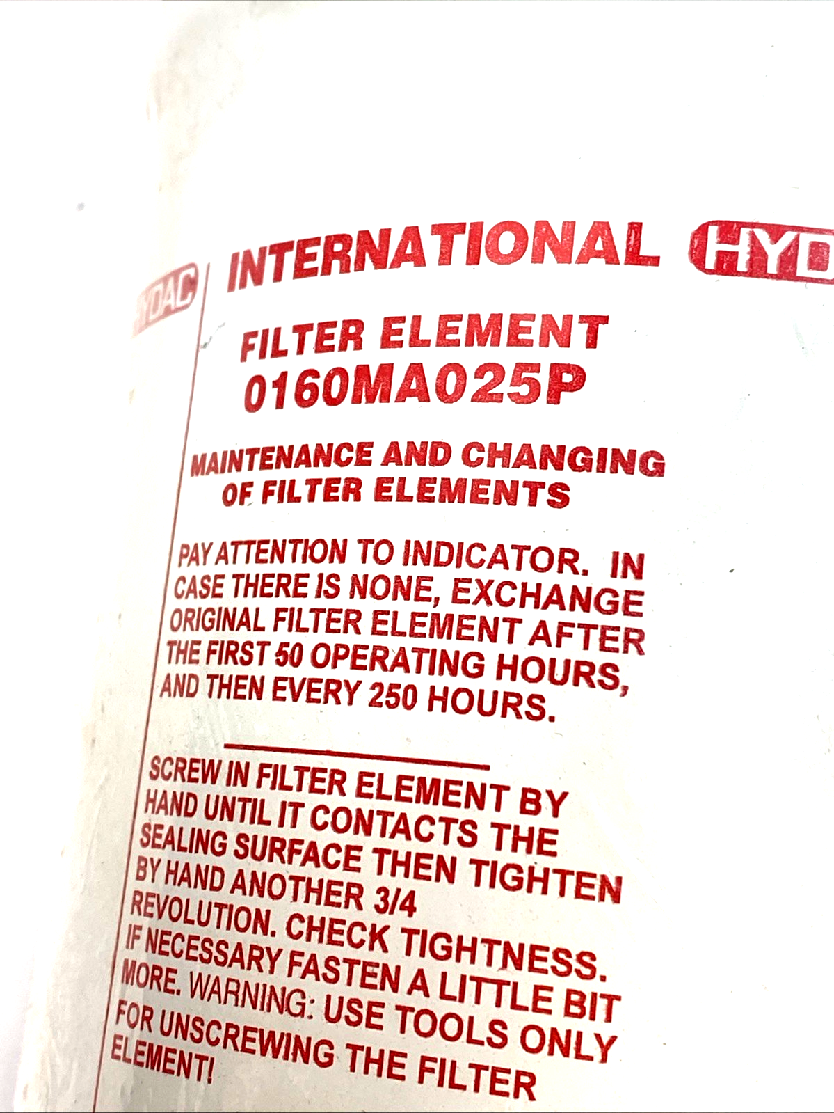 HYDAC 0160MA025P Spin-On Filter Element - Maverick Industrial Sales