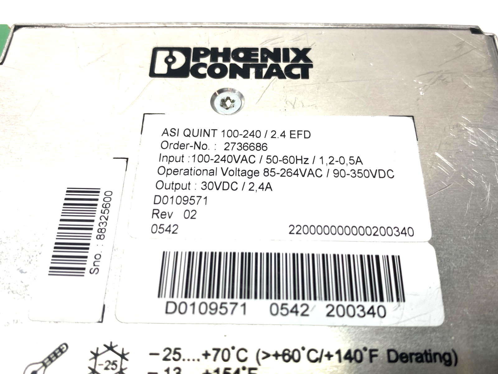 Phoenix Contact ASI QUINT 100-240/2.4 EFD Power Supply Unit 2736686 - Maverick Industrial Sales