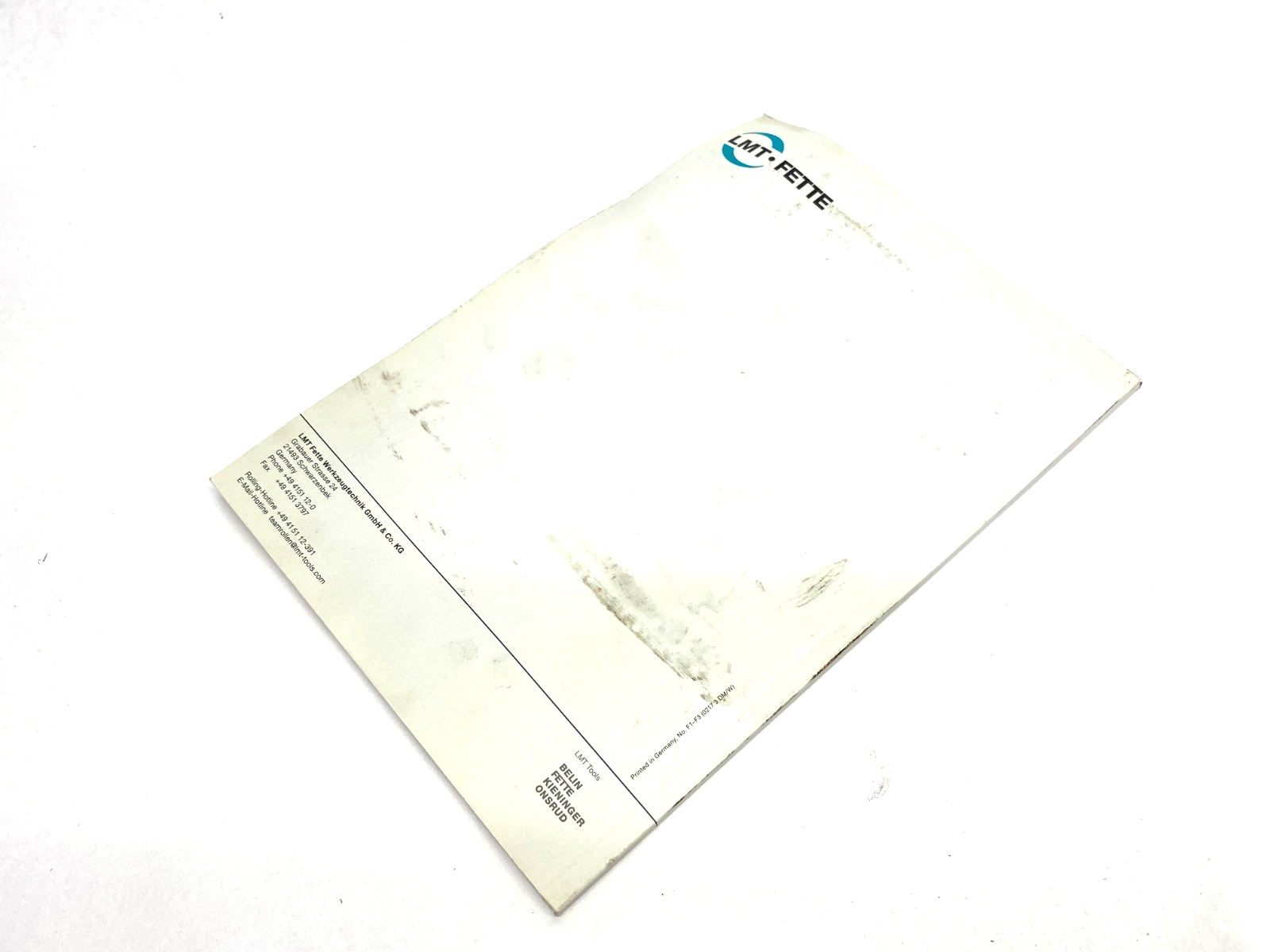 LMT Fette EVOline Axial Rolling Head Manual - Used - Maverick Industrial Sales