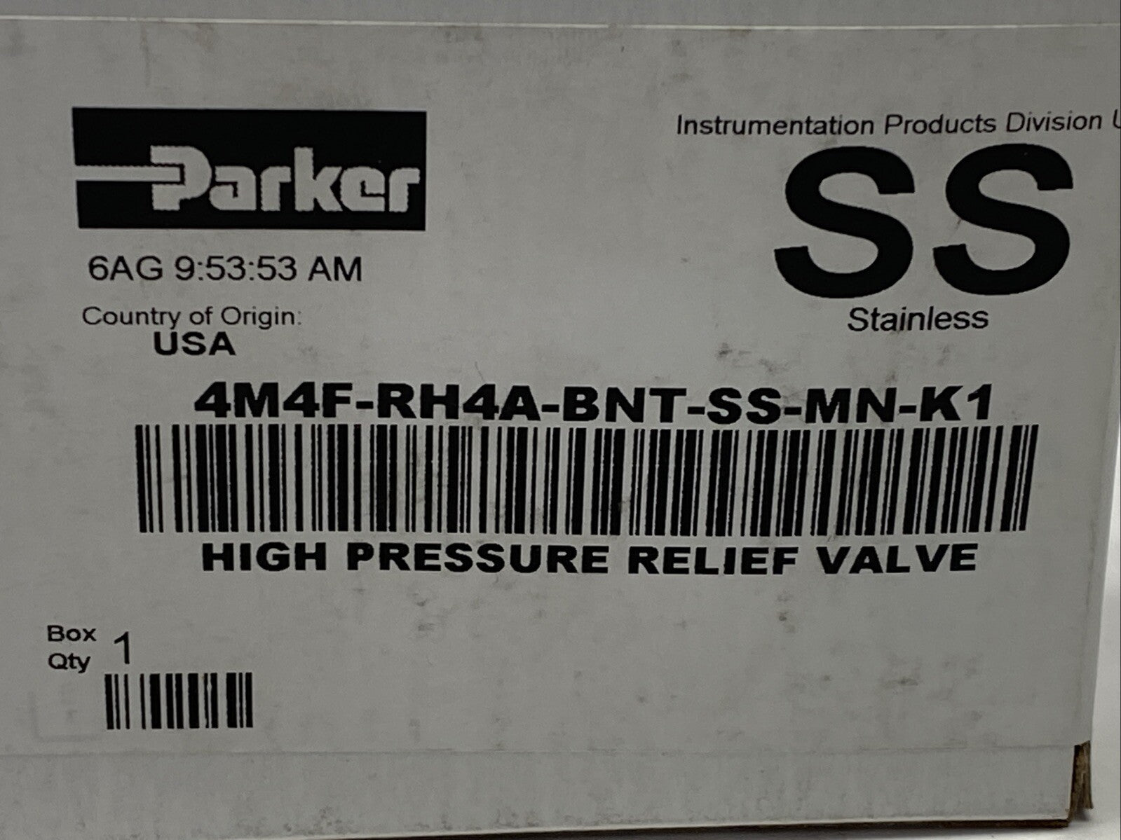 Parker 4M4F-RH4A-BNT-SS-MN-K1 RH4 High Pressure Relief Valve - New - Maverick Industrial Sales