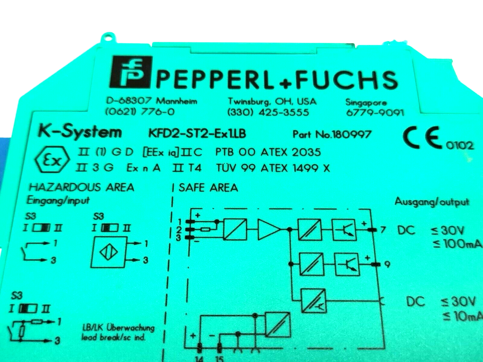Pepperl+Fuchs KFD2-ST2-Ex1.LB Switch Amplifier Unit 24V DC 180997 - Maverick Industrial Sales