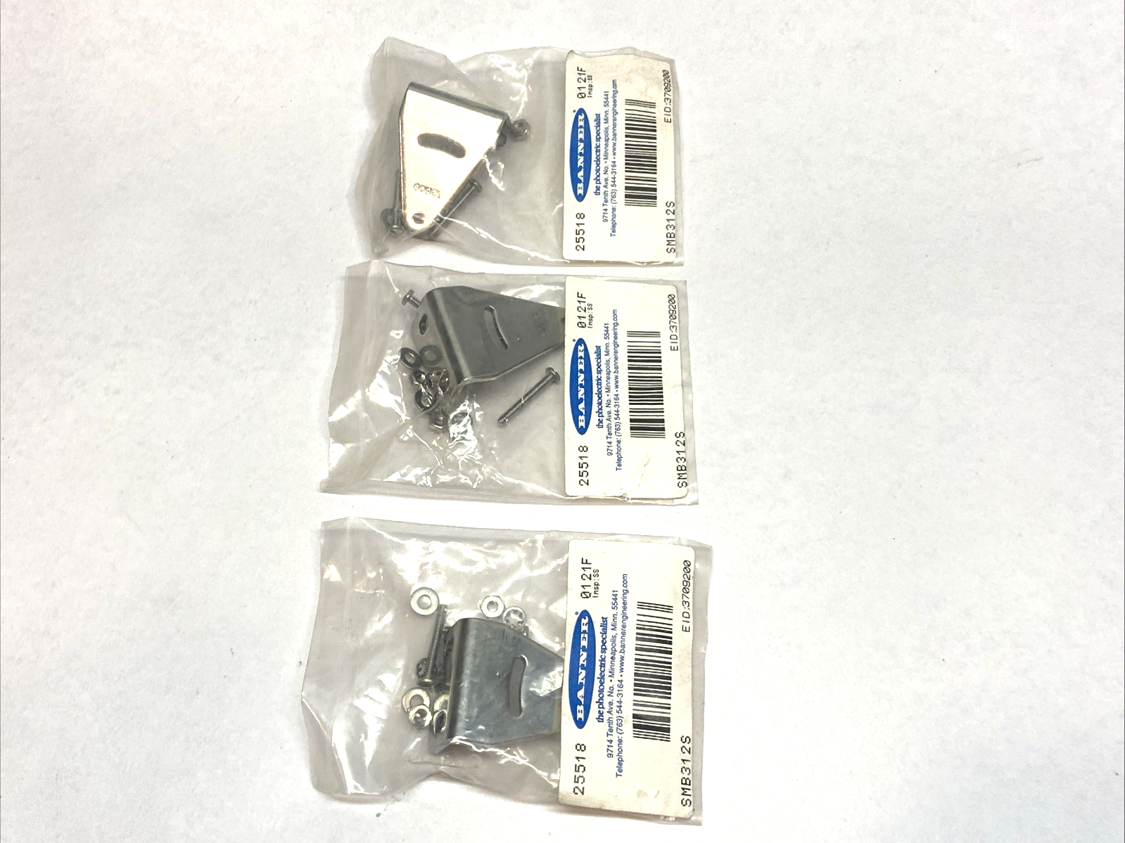 Banner SMB312S Mounting Bracket & Hardware 25518 LOT OF 3 - Maverick Industrial Sales