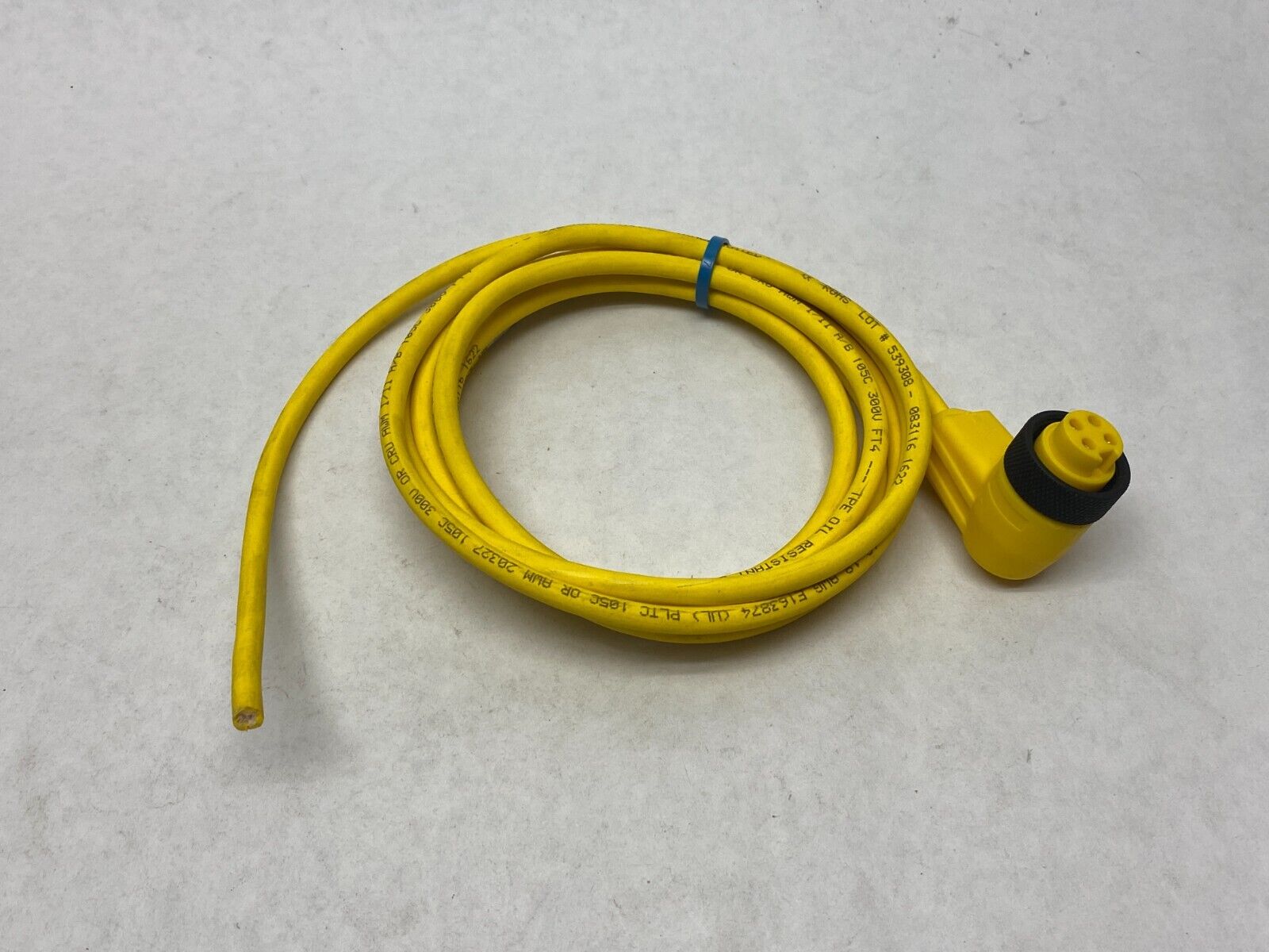 AlphaWire KW0400108 YL358 MiniF 90 Degree to Cut Cordset 4-Pole CUT TO 7 FOOT - Maverick Industrial Sales