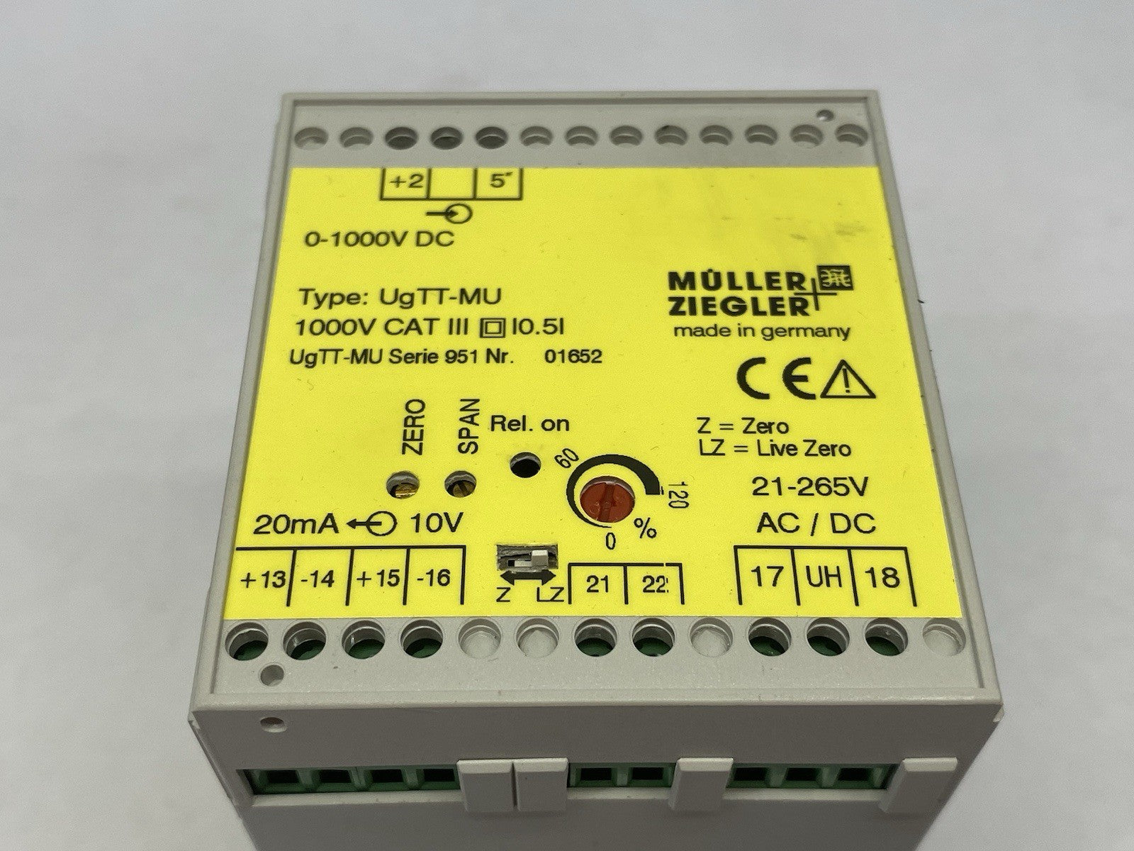 UgTT-MU | Müller + Ziegler Measuring Transducer, Direct, up to 1000 V (CAT III) - Used - Maverick Industrial Sales