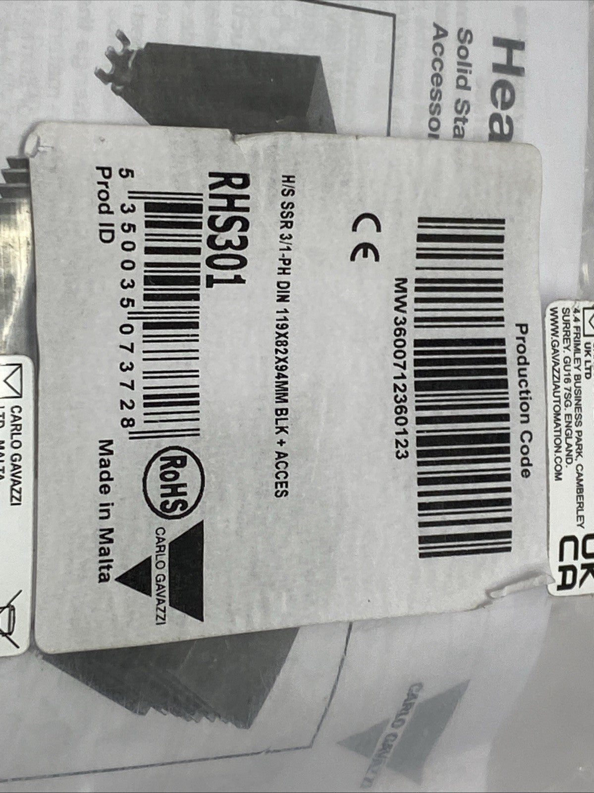 Carlo Gavazzi RHS301 Solid State Relay Heatsink - Maverick Industrial Sales