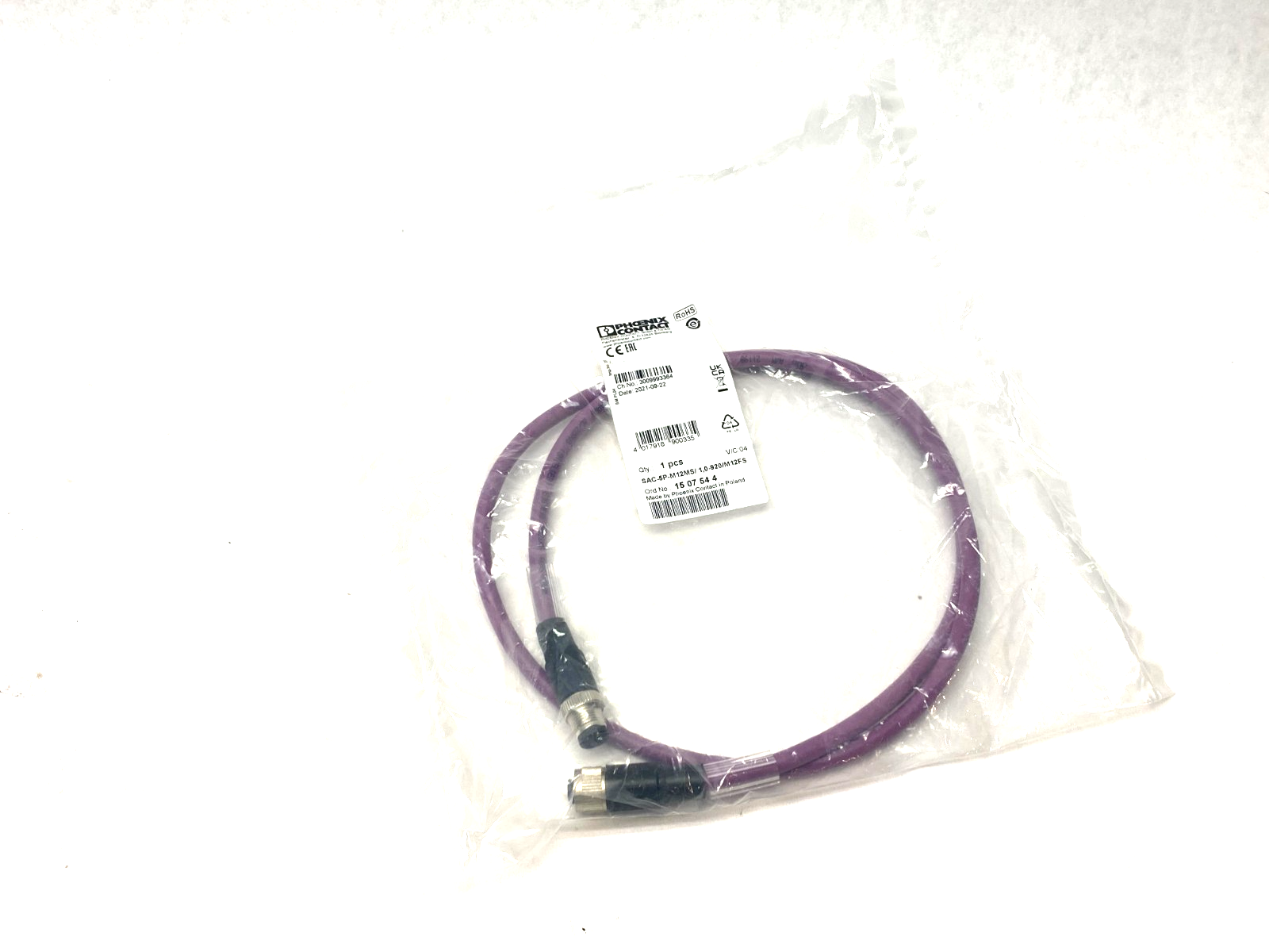 Phoenix Contact SAC-5P-M12MS/ 1,0-920/M12FS Bus System Cable 1507544 - Maverick Industrial Sales