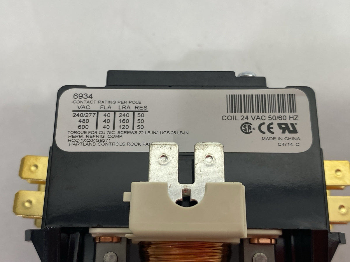 Hartland Controls 6934 Definite Purpose Relay Contactor 24V HCC-1XQ04GB271 - Maverick Industrial Sales