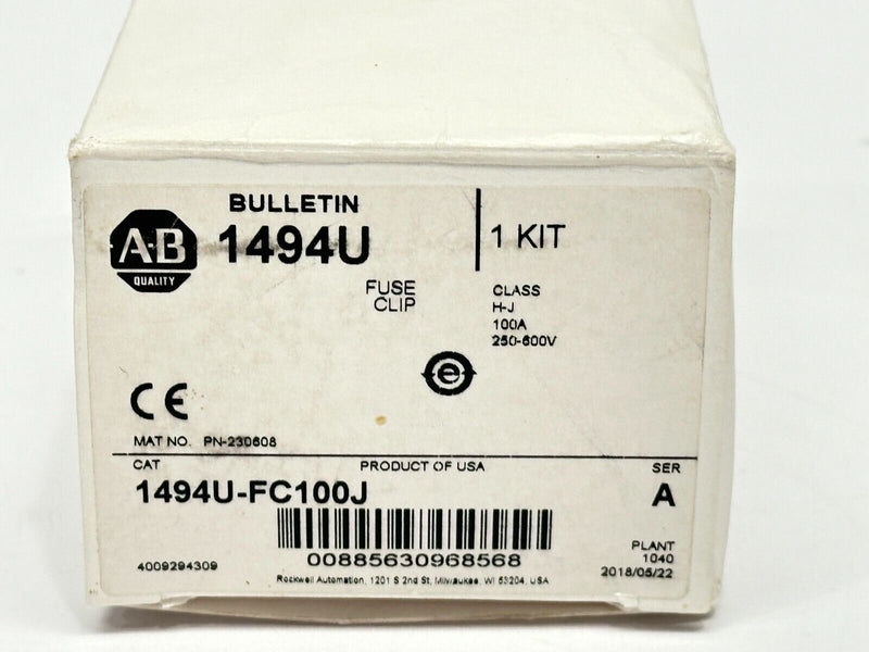 Allen Bradley 1494U-FC100J Ser A Fuse Clip Kit Class H-J 100A 250-600V - Maverick Industrial Sales