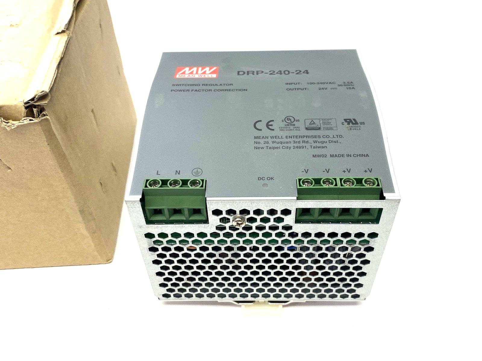 Meanwell DRP-240-24 AC/DC Switching Power Supply, DIN Rail - Maverick Industrial Sales
