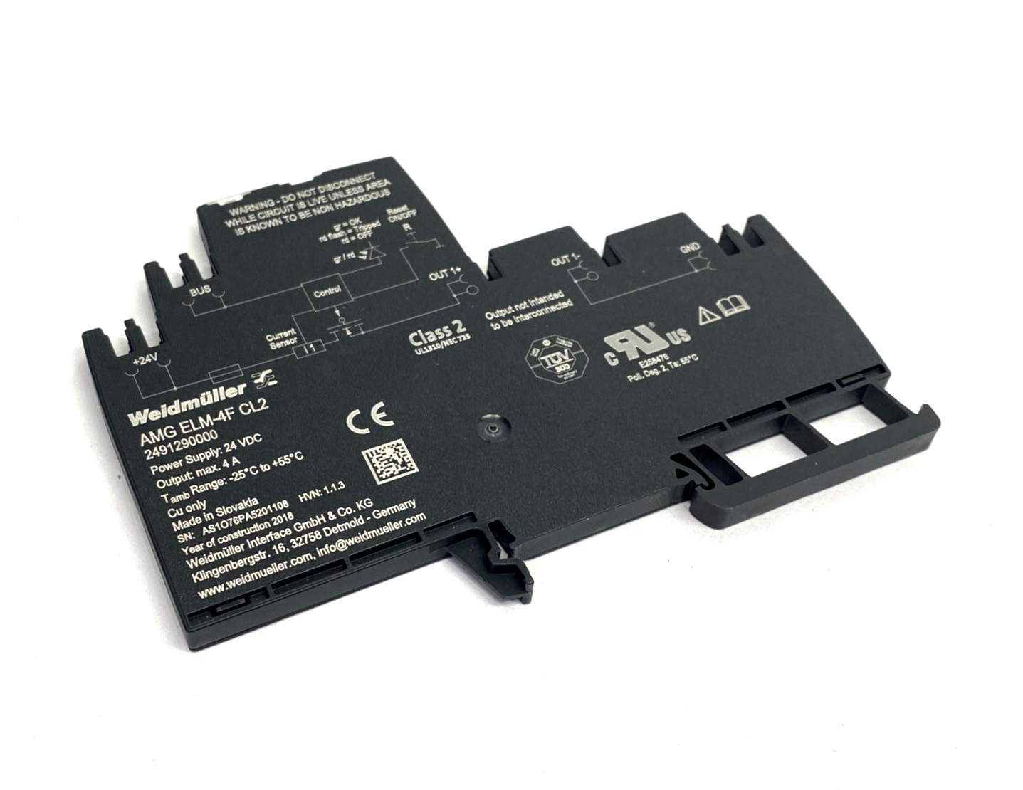 Weidmuller 2491290000 Electronic Load Monitoring, 4A, 24VDC AMG ELM-4F CL2 - Maverick Industrial Sales