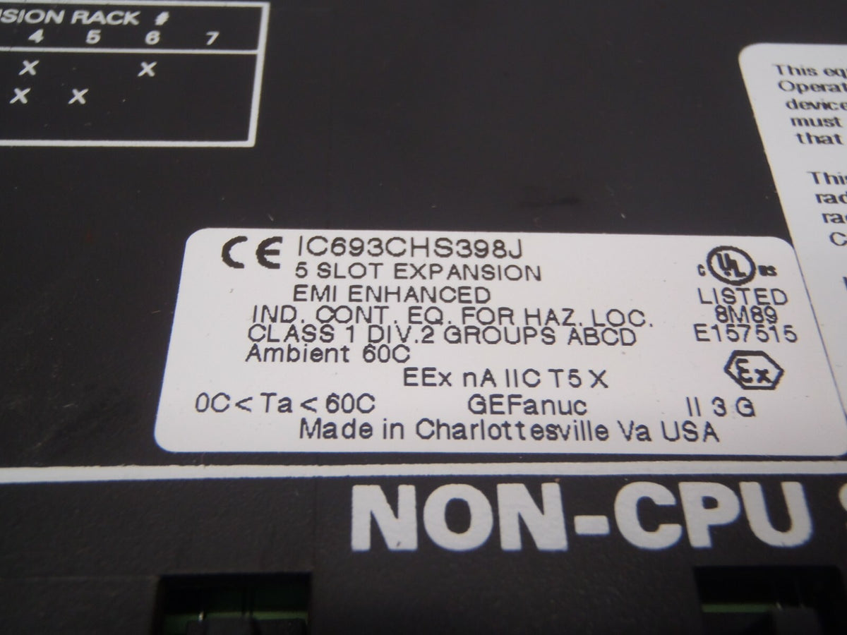IC693CHS398J | GE Fanuc 5 Slot Expansion Module PLC Base EMI Enhanced - Used - Maverick Industrial Sales