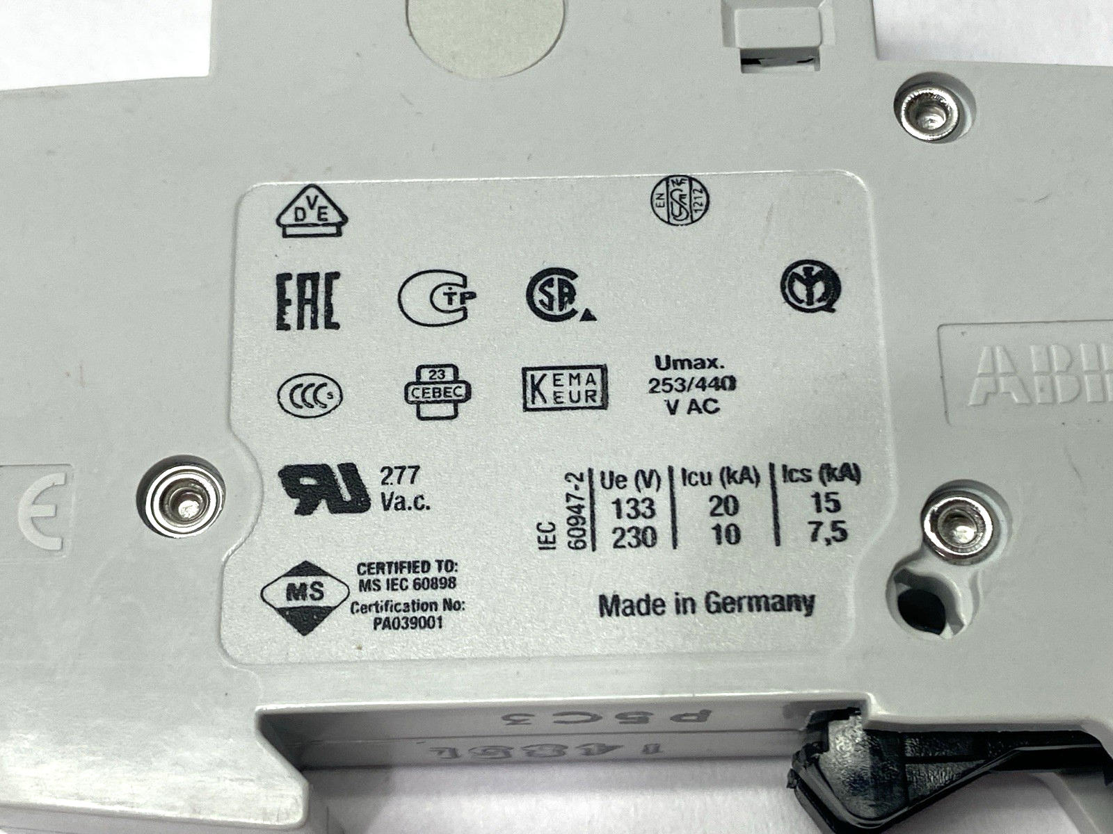 ABB S201-C3 Miniature Circuit Breaker 1-Pole 3A LOT OF 2 - Maverick Industrial Sales