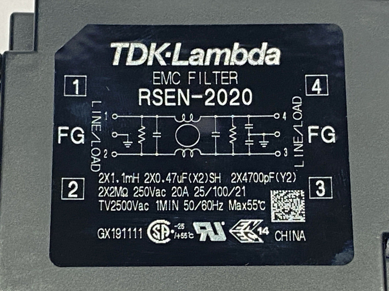 TDK-Lambda RSEN-2020 EMC Filter 20A 250VAC - Maverick Industrial Sales
