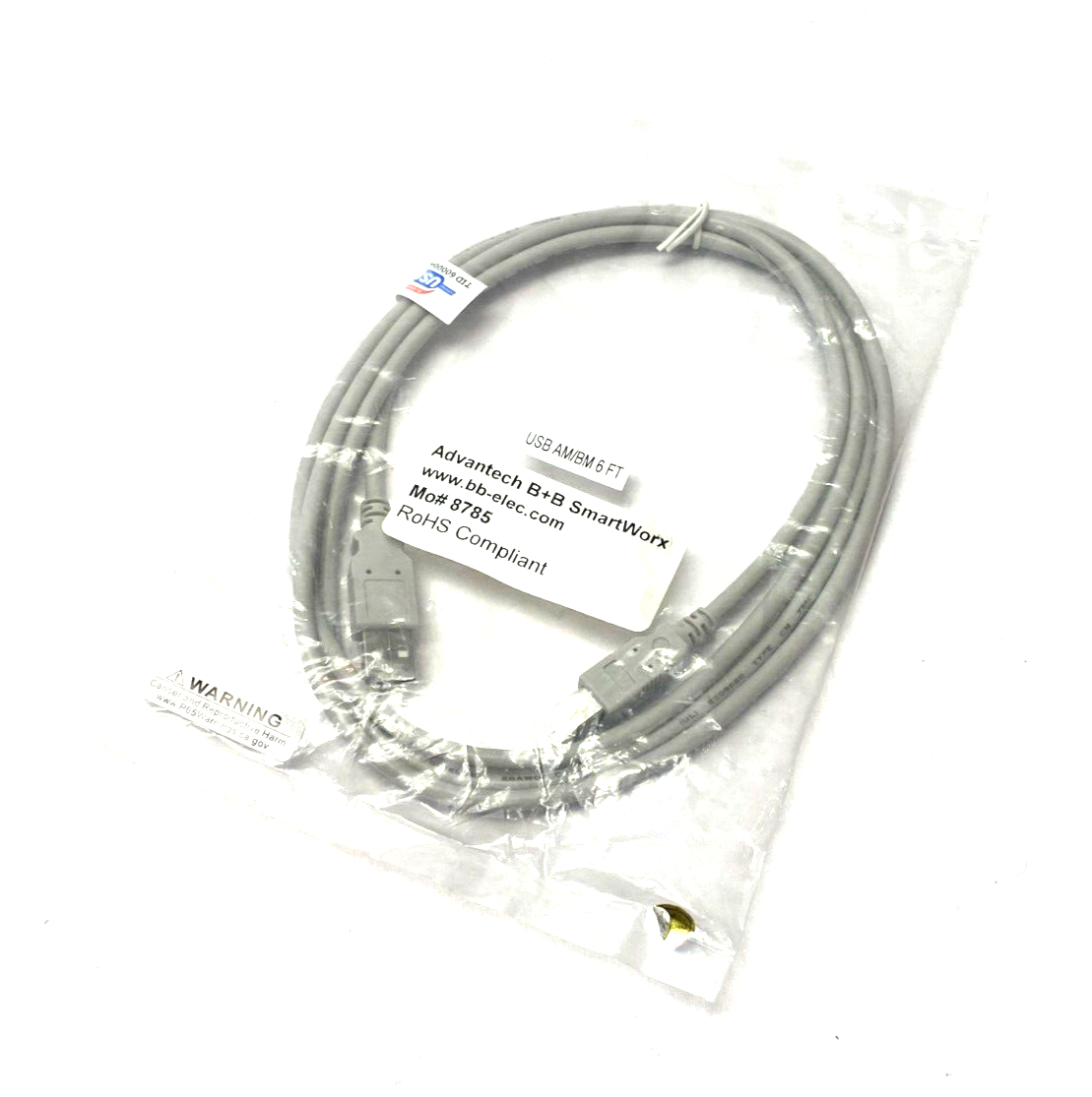 Advantech B+B SmartWorx TID 60000467 USB AM/BM Printer Cable 6' Length GRAY - Maverick Industrial Sales