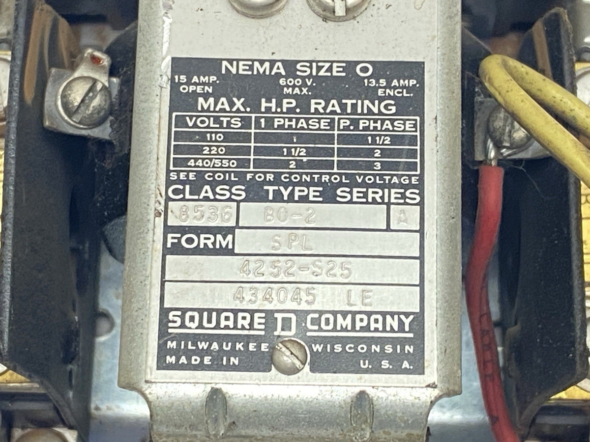 4252-S25 434045 LE | Square D Class 8536 Type B0-2 Series A Circuit Breaker - For parts or not working - Maverick Industrial Sales