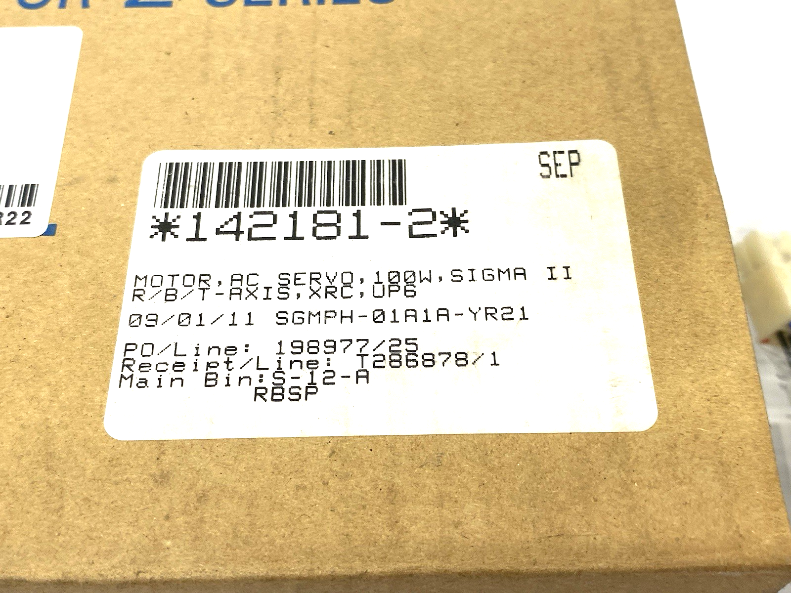 SGMPH-01A1A-YR22 | Yaskawa Sigma II AC Servo Motor, 100W, R/B/T-Axis 142181-2 - New – Open box - Maverick Industrial Sales