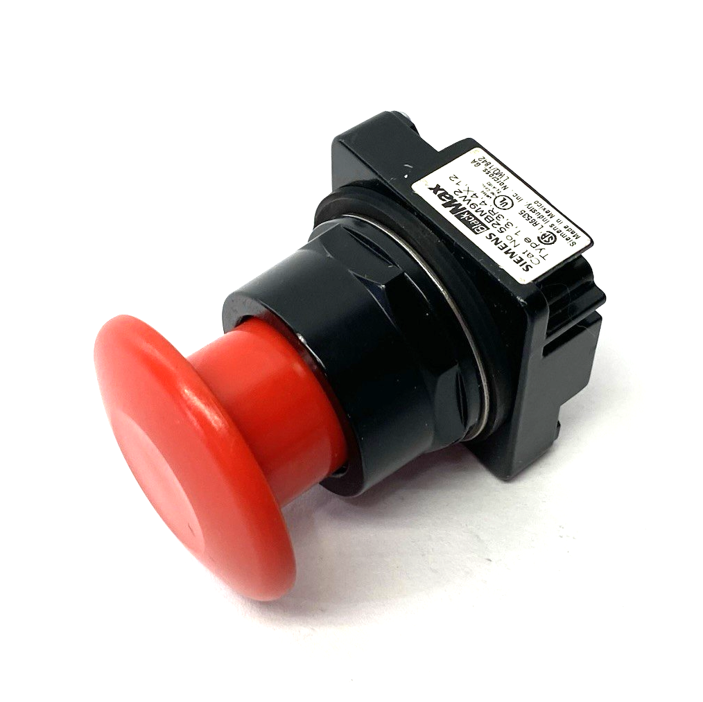 Siemens 52BM9W2 BlackMax Mushroom Emergency Stop Pushbutton, Nonilluminated - Maverick Industrial Sales