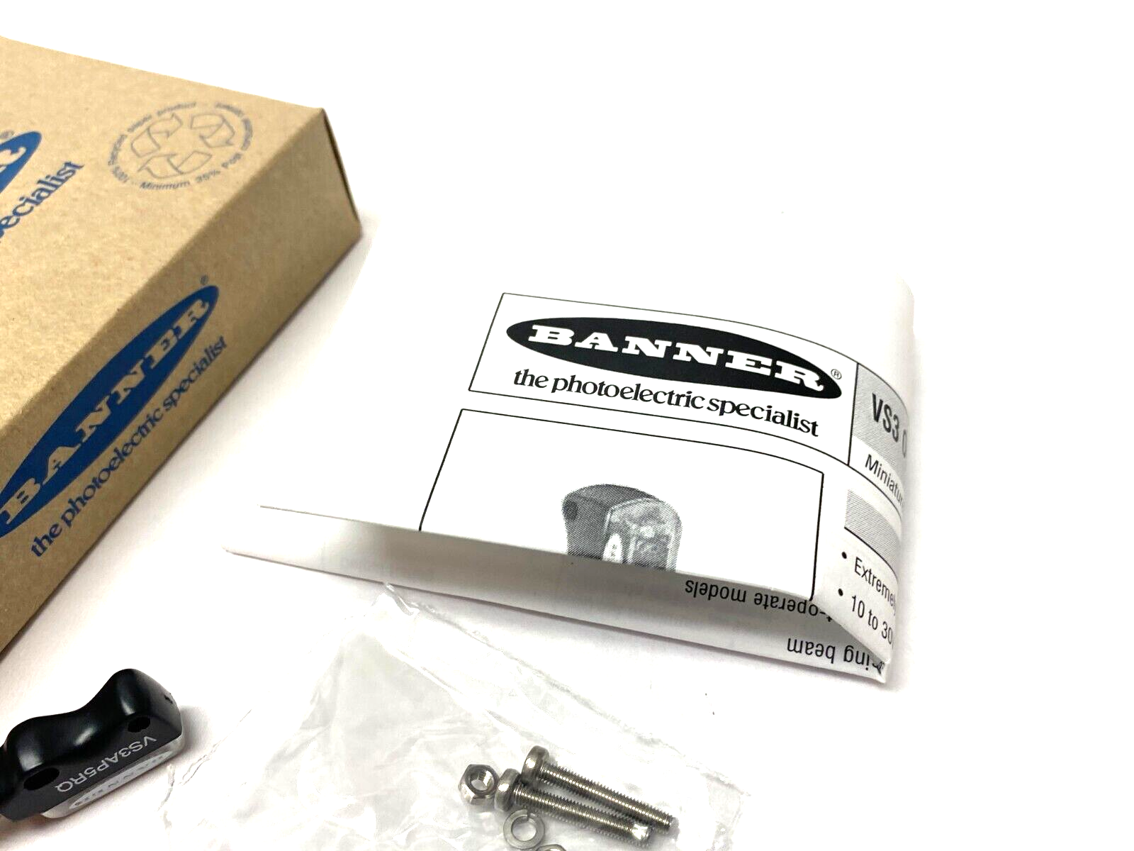 VS3AP5RQ, 62632 | Banner VS3AP5RQ Opposed-Mode Photoelectric Sensor w/ Advanced Optics 62632 - New - Maverick Industrial Sales