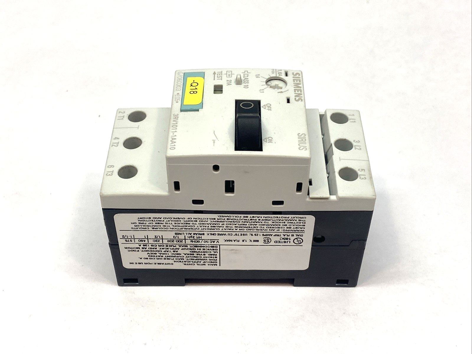 Siemens 3RV1011-1AA10 Sirius Manual Motor Starter Contactor MISSING 3RV1901-1E - Maverick Industrial Sales