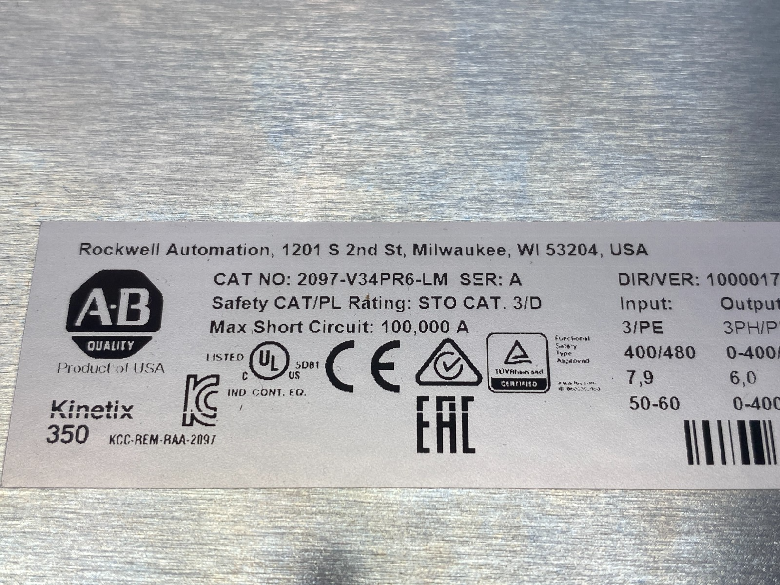 Allen Bradley 2097-V34PR6-LM Ser. A Kinetix 350 Single Axis Servo Drive - Used - Maverick Industrial Sales