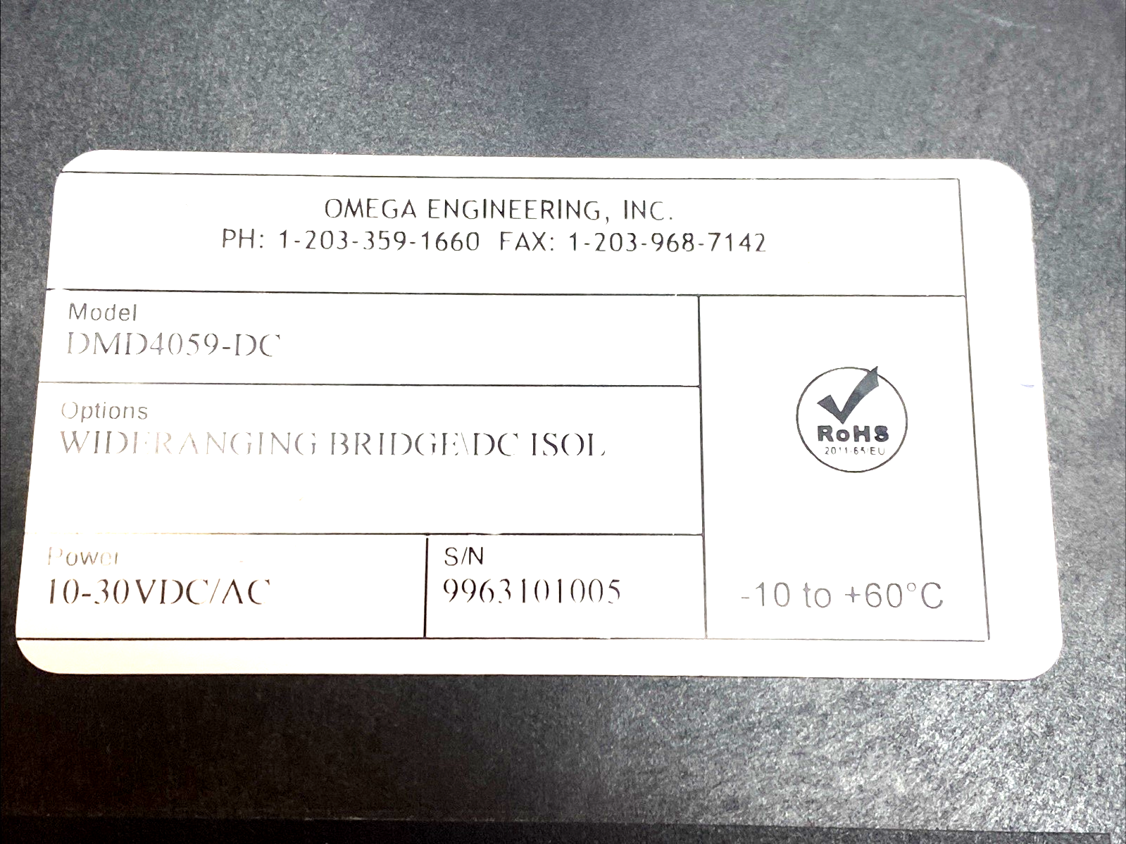 DMD4059-DC | Omega Strain Gauge Signal Conditioner 9-30VDC - For parts or not working - Maverick Industrial Sales