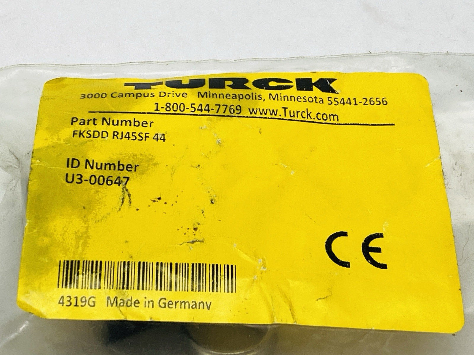 Turck FKSDD RJ45SF 44 Wall / Panel Mount Connector RJ45 x M12 4-Pin U3-00647 - Maverick Industrial Sales