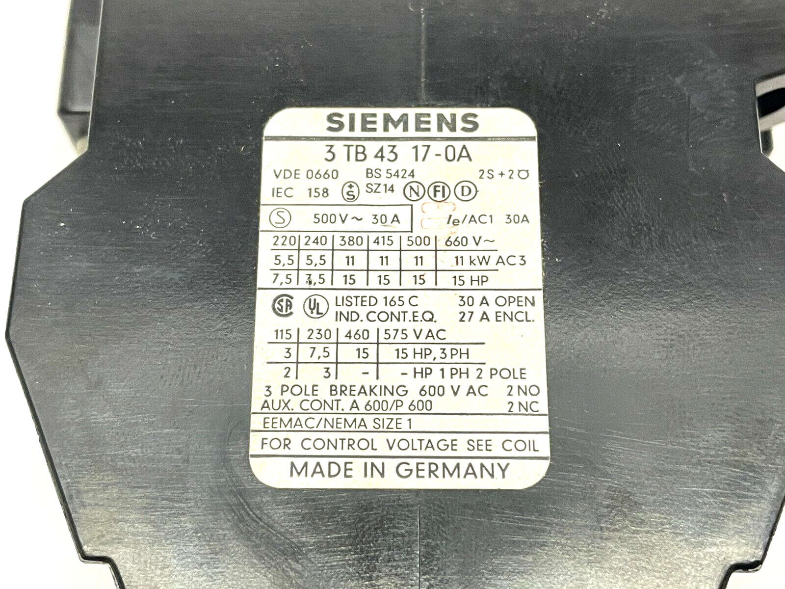 Siemens 3TB4317-0A Contactor 22E 220V - Maverick Industrial Sales
