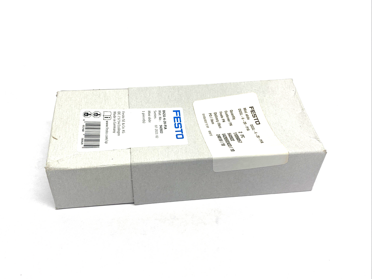 DGSL-6-20-P1A | Festo Pneumatic Mini Slide 8mm Bore 20mm Stroke 543922 - New - Maverick Industrial Sales