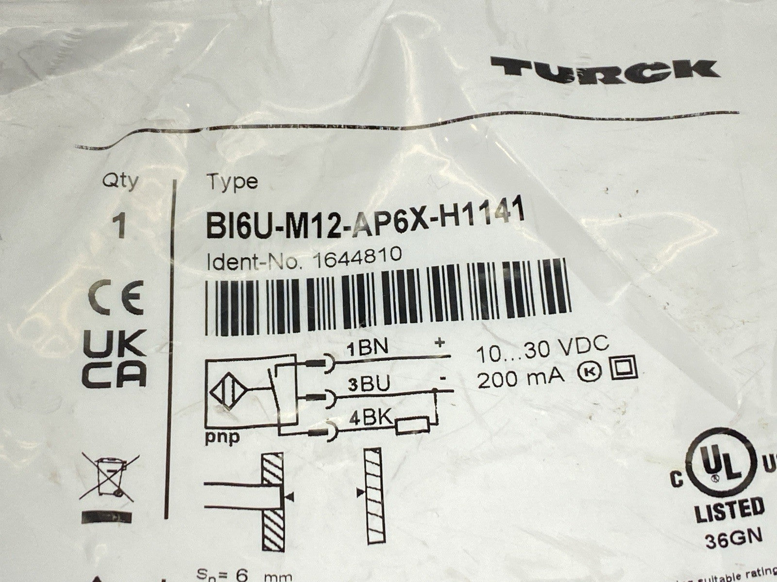 Turck BI6U-M12-AP6X-H1141 Inductive Proximity Sensor 10-30VDC 1644810 - Maverick Industrial Sales