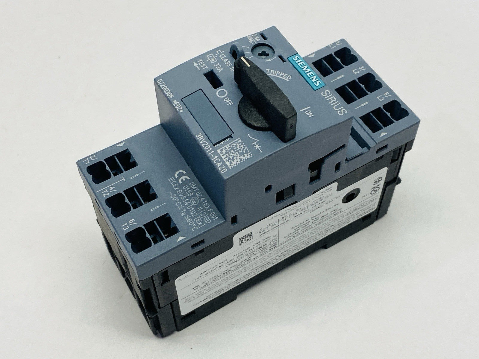 Siemens 3RV2011-1CA20 SIRIUS Motor Protector Circuit Breaker 1.8-2.5A 690V - Maverick Industrial Sales