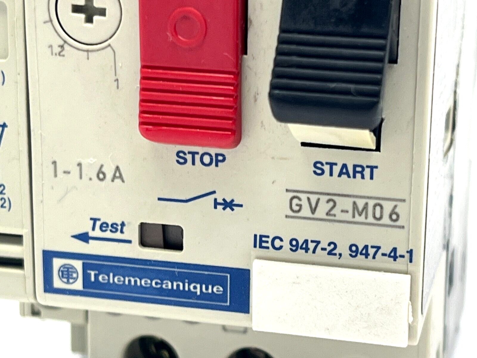 Telemecanique GV2-M06 Motor Circuit Breaker 1-1.6A w/ GV2-AN11 Auxiliary Block - Maverick Industrial Sales