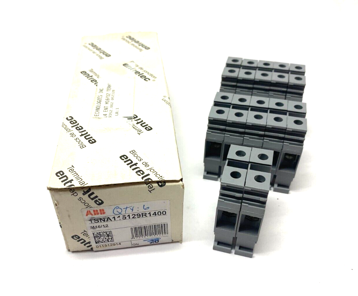 ABB Entrelec 1SNA115129R1400 Feed-Through Terminal Block Gray 12mm BOX OF 12 - Maverick Industrial Sales