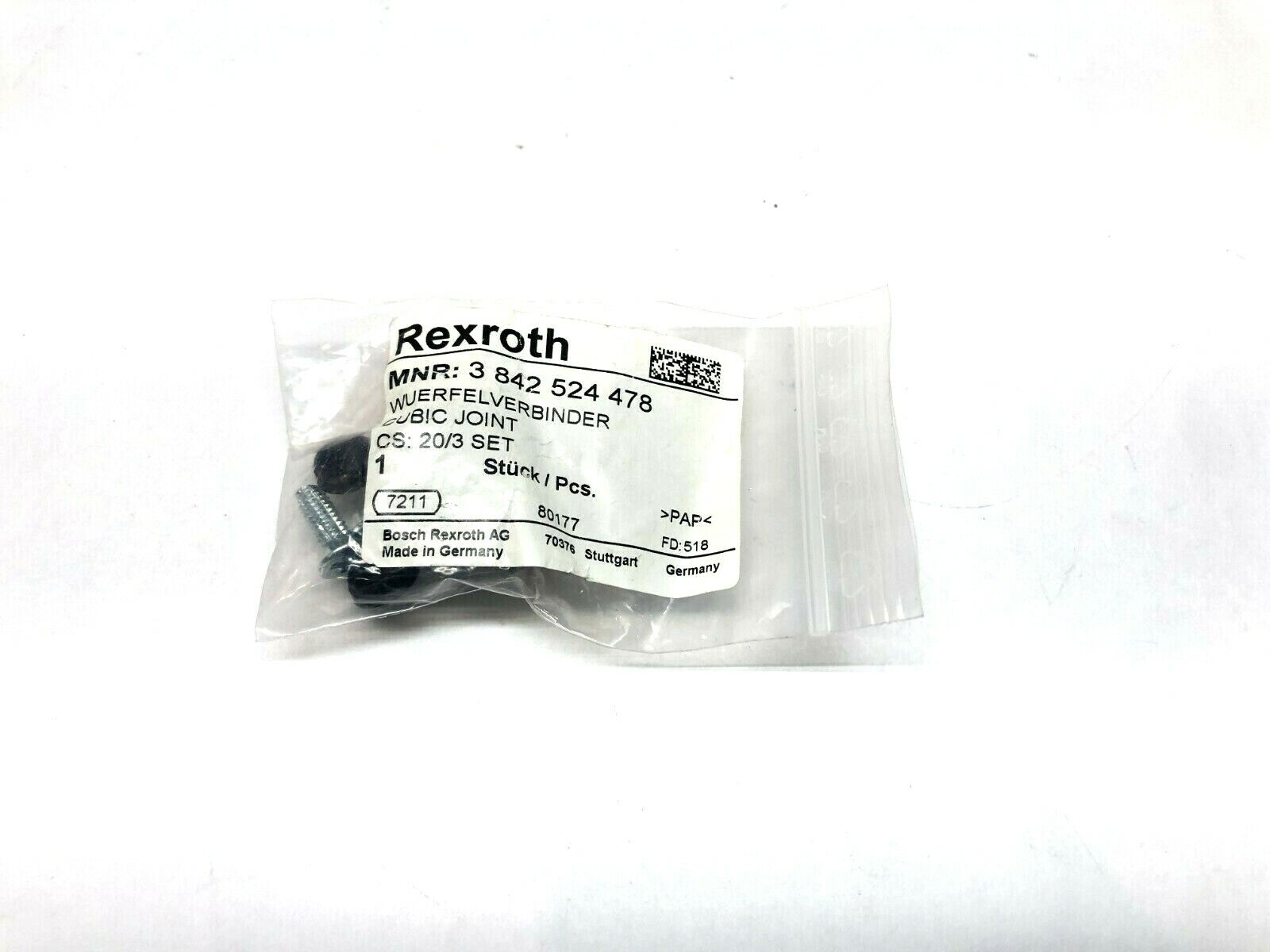 Bosch Rexroth 3 842 524 478 WUERFELVERBINDER Cubic Joint CS:20/3 SET - Maverick Industrial Sales