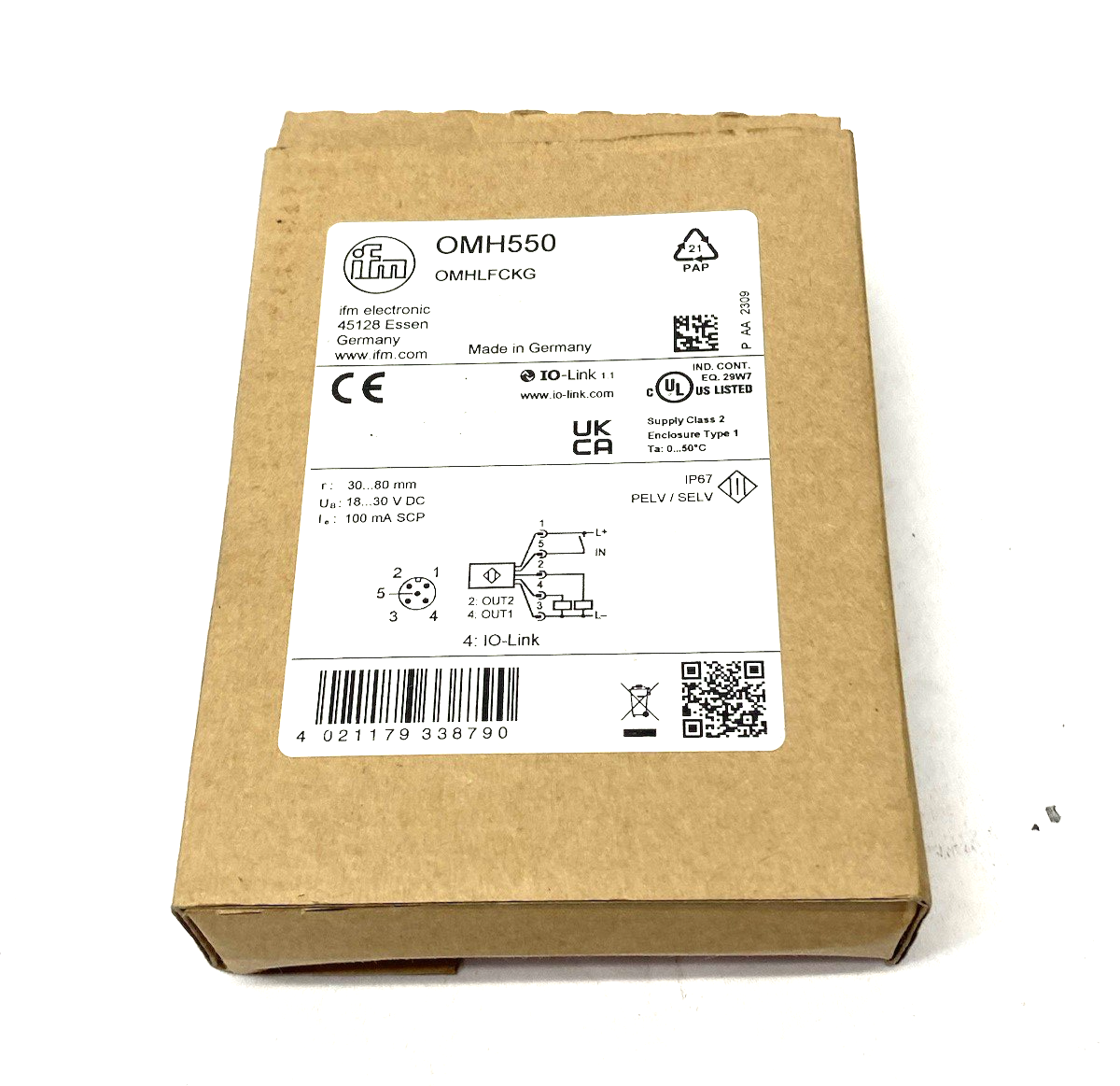 Ifm OMH550 Optical Laser Distance Sensor, Micrometer Range, OMHLFCKG/IO-Link/US - Maverick Industrial Sales