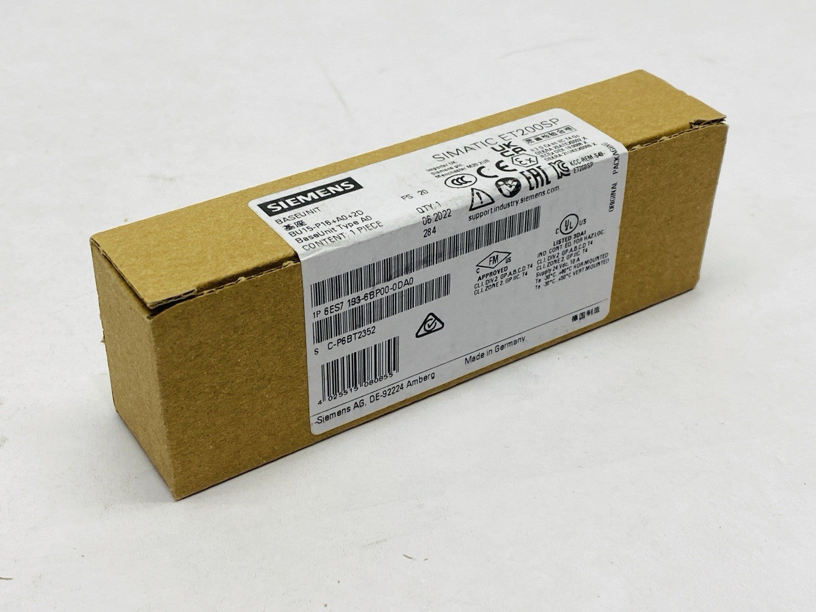 Siemens 6ES7 193-6BP00-0DA0 SIMATIC ET200SP Base Unit BU Type AO - Maverick Industrial Sales