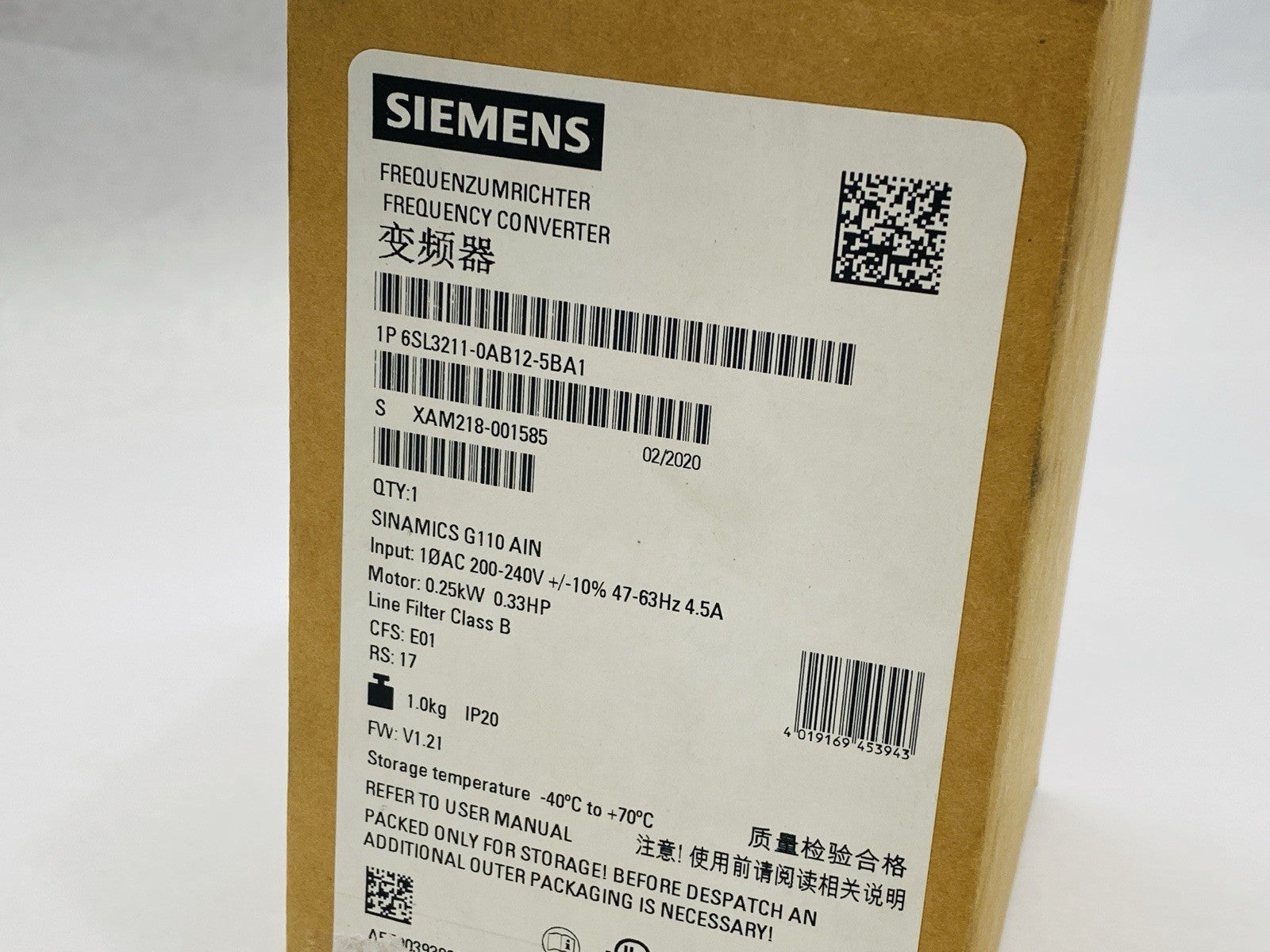 Siemens 6SL3211-0AB12-5BA1 SINAMICS G110 AIN Frequency Converter AC Drive - Maverick Industrial Sales