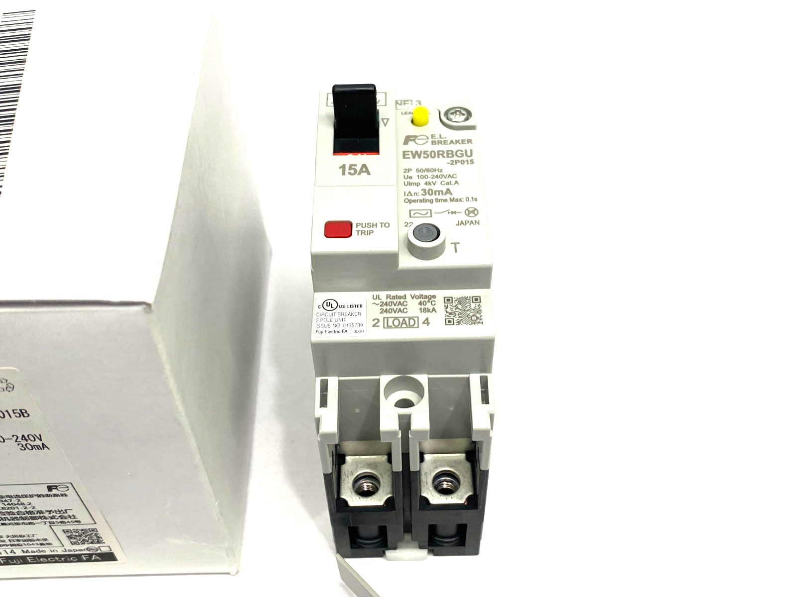 EW50RBGU-2P015B | Fuji Electric G-TWIN Earth-Leakage Breaker 15A 2-Pole 100-240VAC - New – Open box - Maverick Industrial Sales