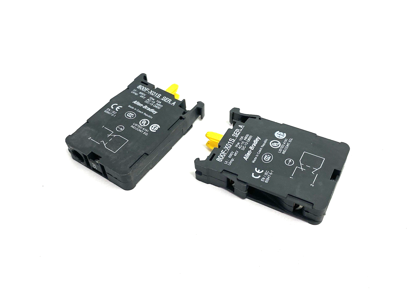 800F-X01S | Allen Bradley Ser. A Contact Block, 22mm LOT OF 2 - Used - Maverick Industrial Sales