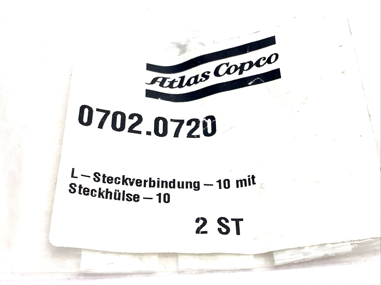 Atlas Copco 0702.0720 Elbow Fitting 10 MIT, 10mm Push Connect 702.0720 LOT OF 2 - Maverick Industrial Sales