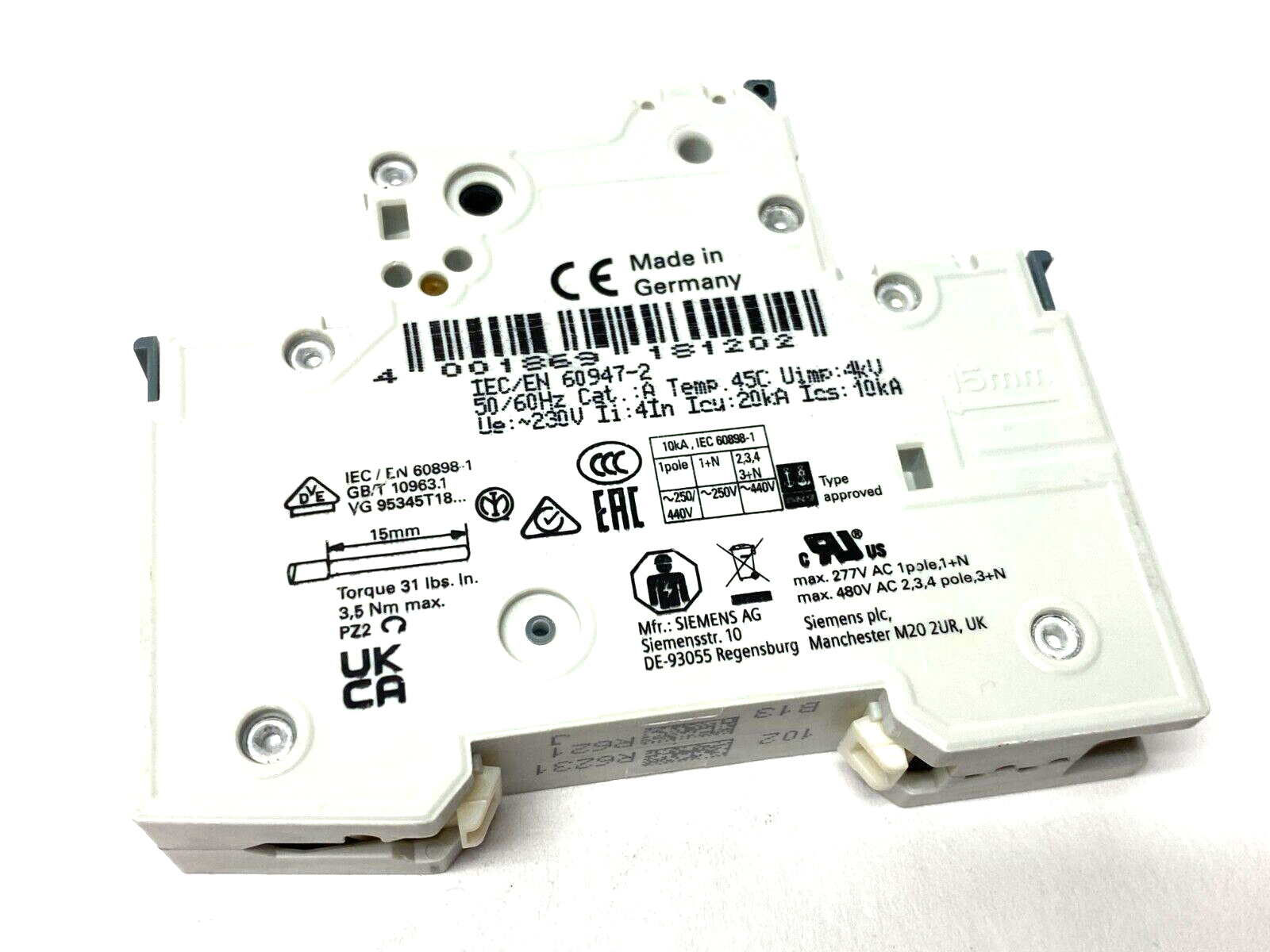 Siemens 5SY4113-6 MCB B13 Miniature Circuit Breaker 1-Pole 5SY4113-6 - Maverick Industrial Sales