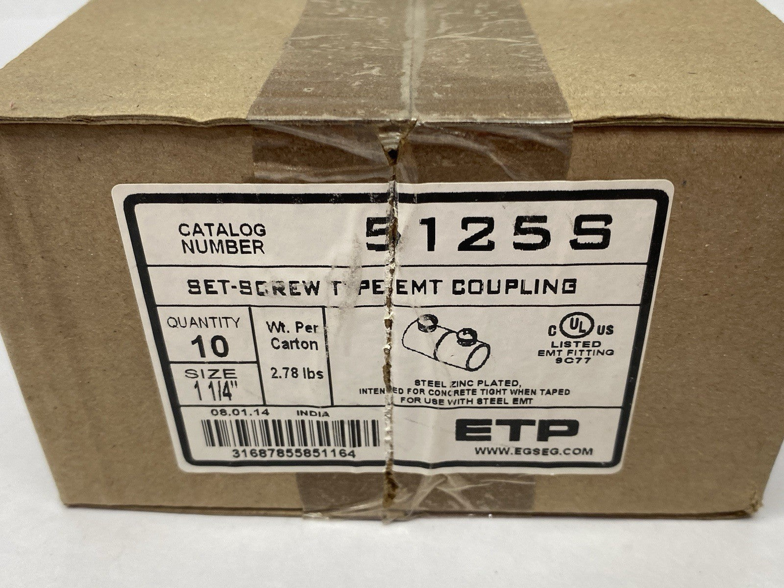 EGS 5125S Set-Screw Type EMT Conduit Coupling BOX OF 10 - Maverick Industrial Sales