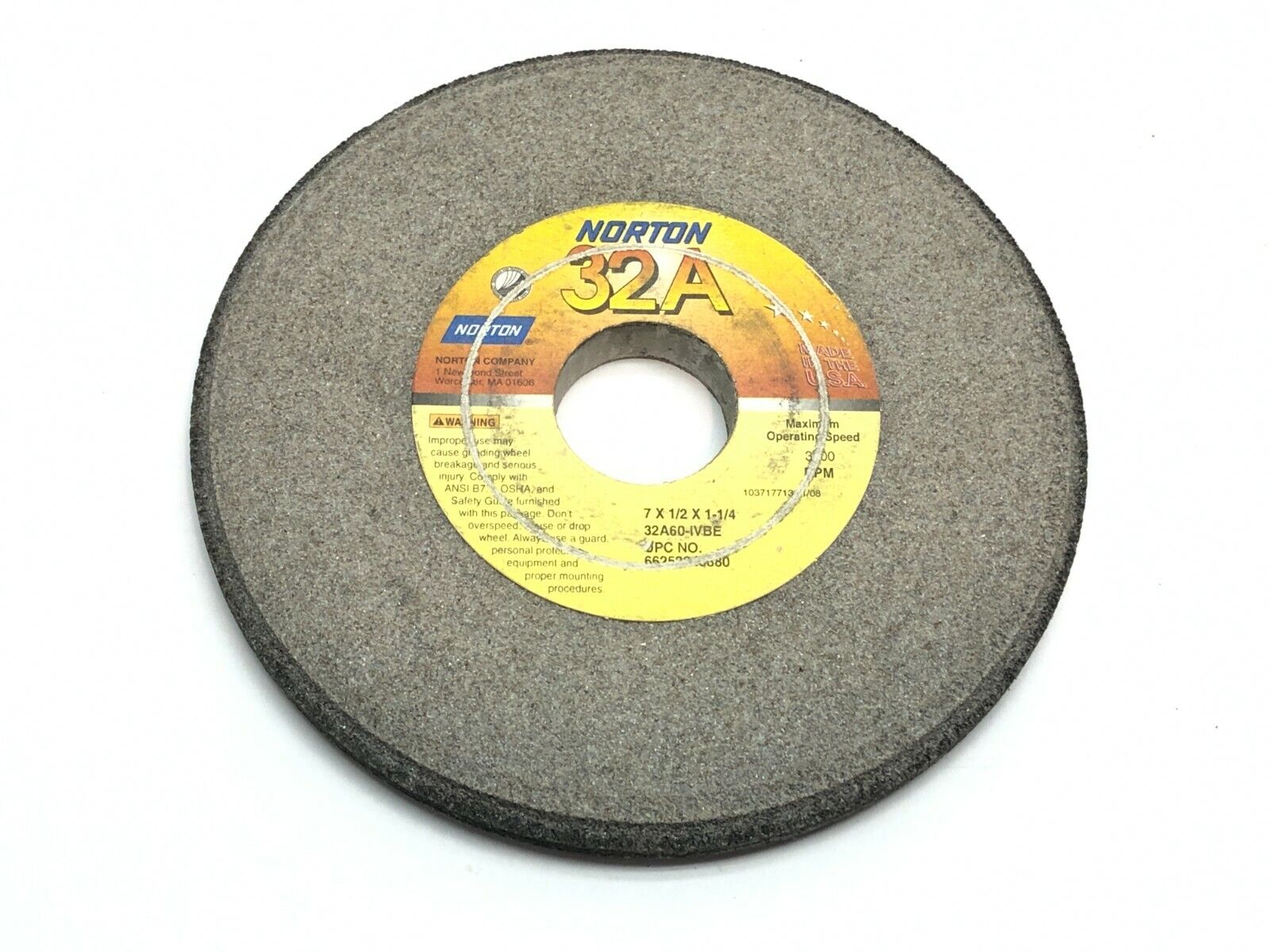 Norton 32A60-IVBE Grinding Wheels 1-1/4" Bore 3600 RPM LOT OF 5 - Maverick Industrial Sales