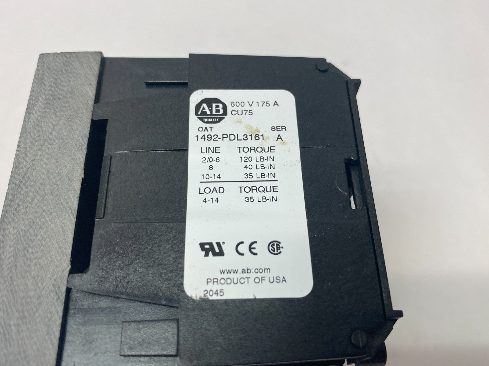 Allen Bradley 1492-PDL3161 Ser. A Power Distribution Block 3-Pole 175A - Maverick Industrial Sales