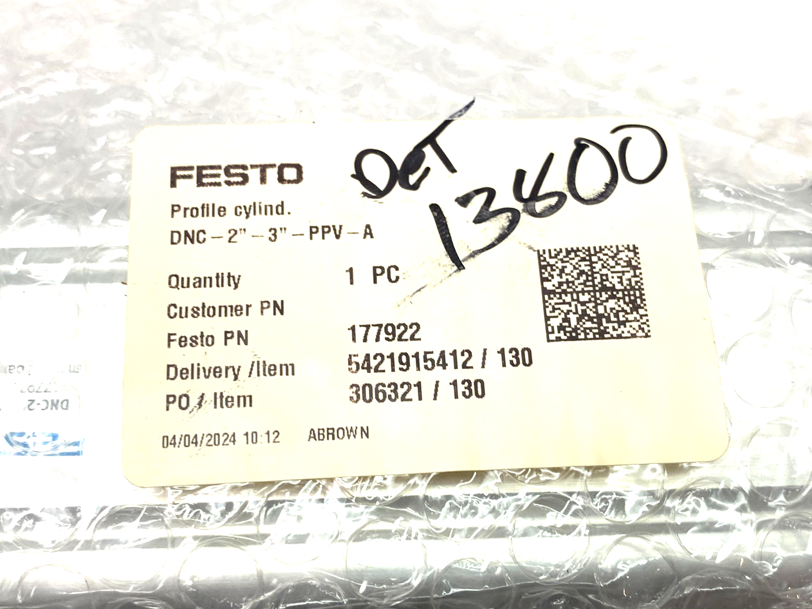 Festo DNC-2"-3"-PPV-A Profile Cylinder 3" Stroke, 2" Bore, 177922 - Maverick Industrial Sales