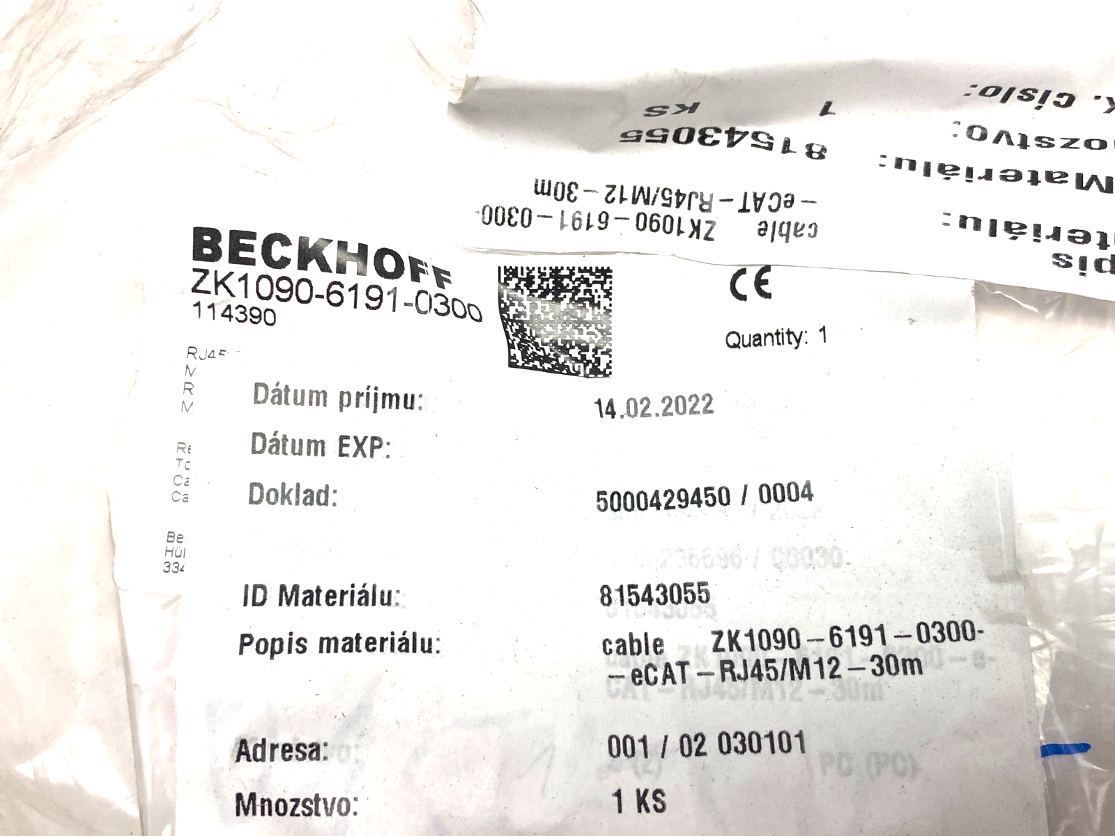 Beckhoff ZK1090-6191-0300 Double Ended EtherCAT Power Cable RJ45/M12 30m 114390 - Maverick Industrial Sales