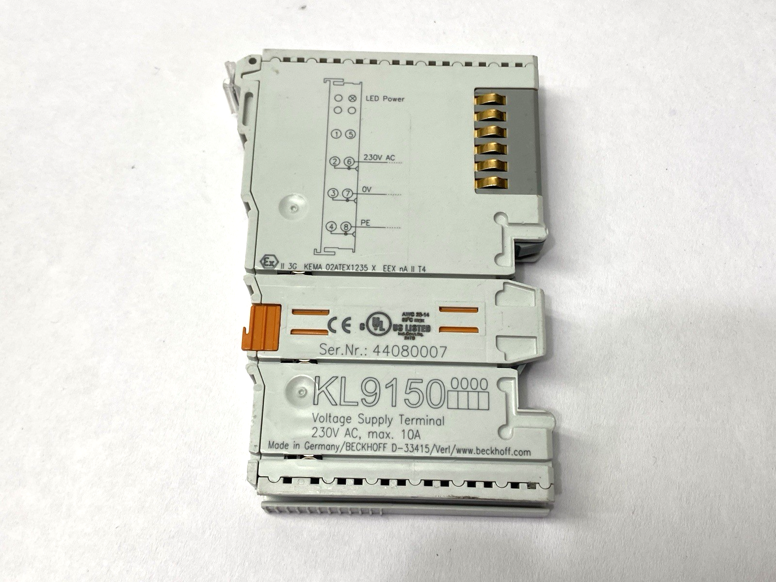 KL9150 | Beckhoff Voltage Supply Terminal 230VAC 10A - For parts or not working - Maverick Industrial Sales