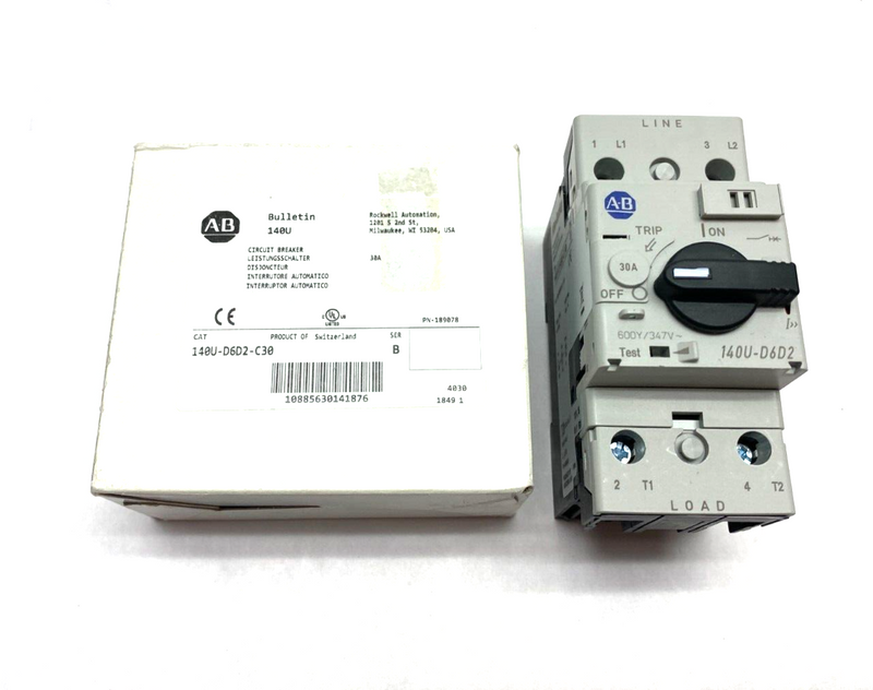 Allen Bradley 140U-D6D2-C30 Ser. B Motor Protection Circuit Breaker, Rotary, 30A - Maverick Industrial Sales