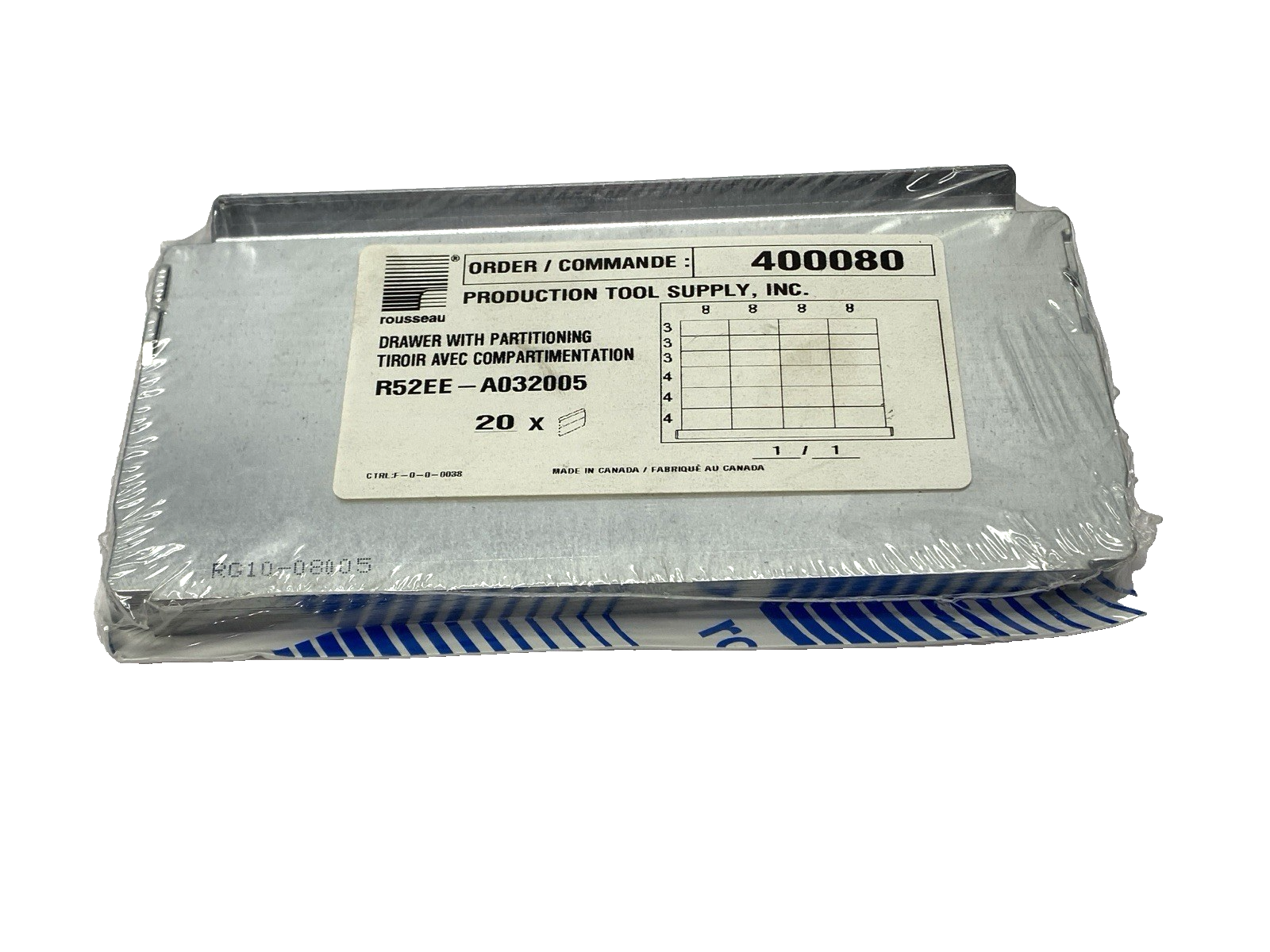 R52EE-A032005 | Rousseau Metal Drawer with Partitioning PKG OF 20 - New - Maverick Industrial Sales