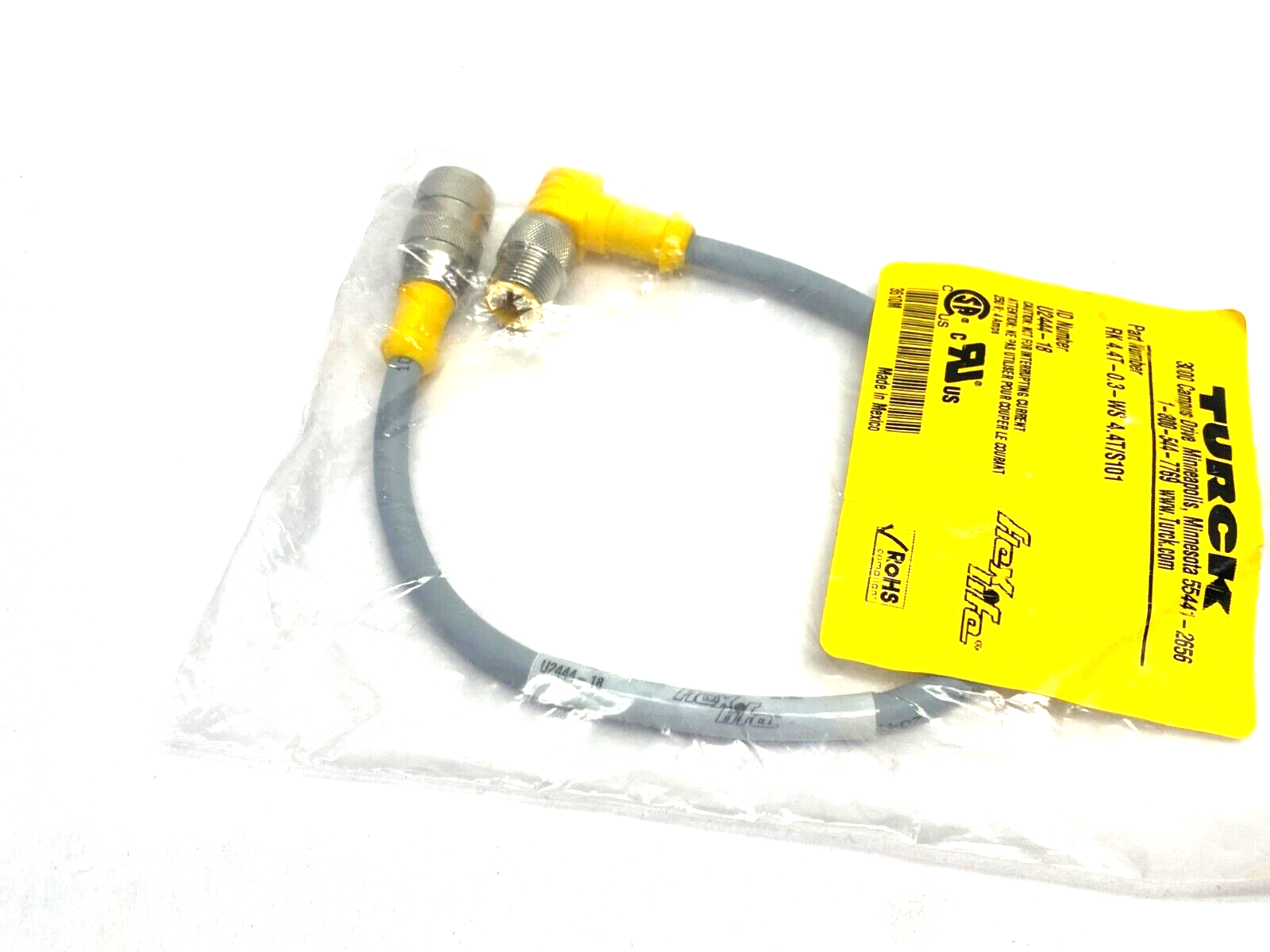 Turck RK 4.4T-0.3-WS 4.4T/S101 Flexlife Double Ended Cordset M12 U2444-18 - Maverick Industrial Sales